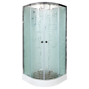 Изображение товара Душевая кабина AvaCan EM1510N 98222, 100 x 100 см, без крыши, поддон низкий, стекло матовое с узором, профиль хром