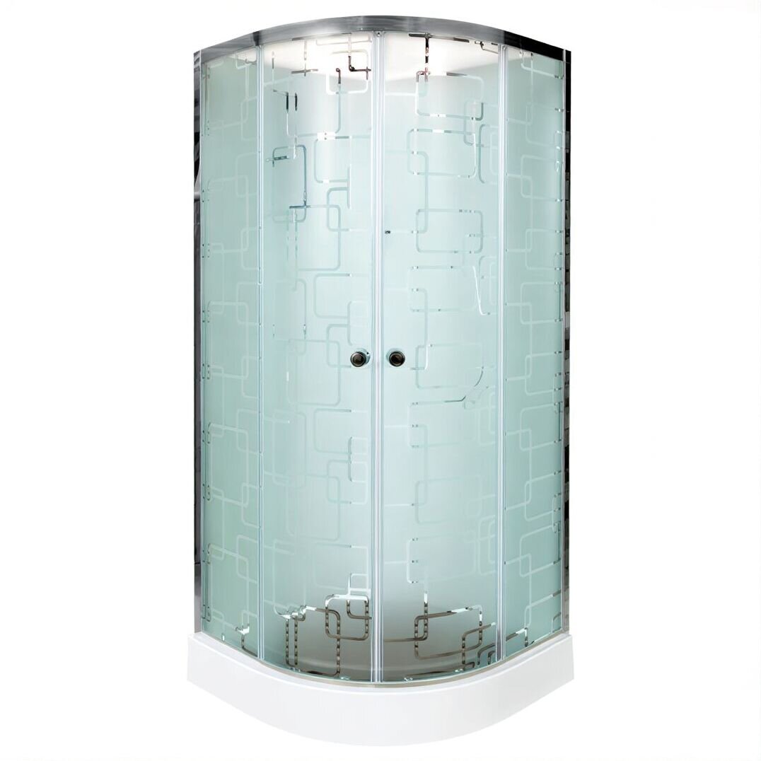 Изображение товара Душевая кабина AvaCan EM1510N 98222, 100 x 100 см, без крыши, поддон низкий, стекло матовое с узором, профиль хром Изображение товара Душевая кабина AvaCan EM1510N 98222, 100 x 100 см, без крыши, поддон низкий, стекло матовое с узором, профиль хром