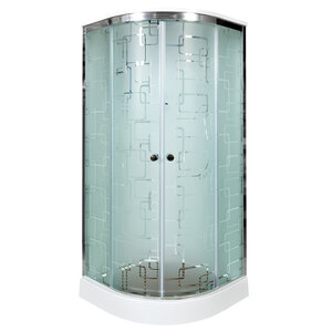 Изображение товара Душевая кабина AvaCan EM1510GM+EL 98227, 100 x 100 см, с гидромассажем, с электрикой, с крышей, поддон низкий, стекло матовое с узором, профиль хром