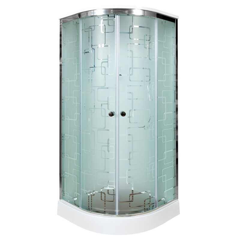 Изображение товара Душевая кабина AvaCan EM1510GM+EL 98227, 100 x 100 см, с гидромассажем, с электрикой, с крышей, поддон низкий, стекло матовое с узором, профиль хром