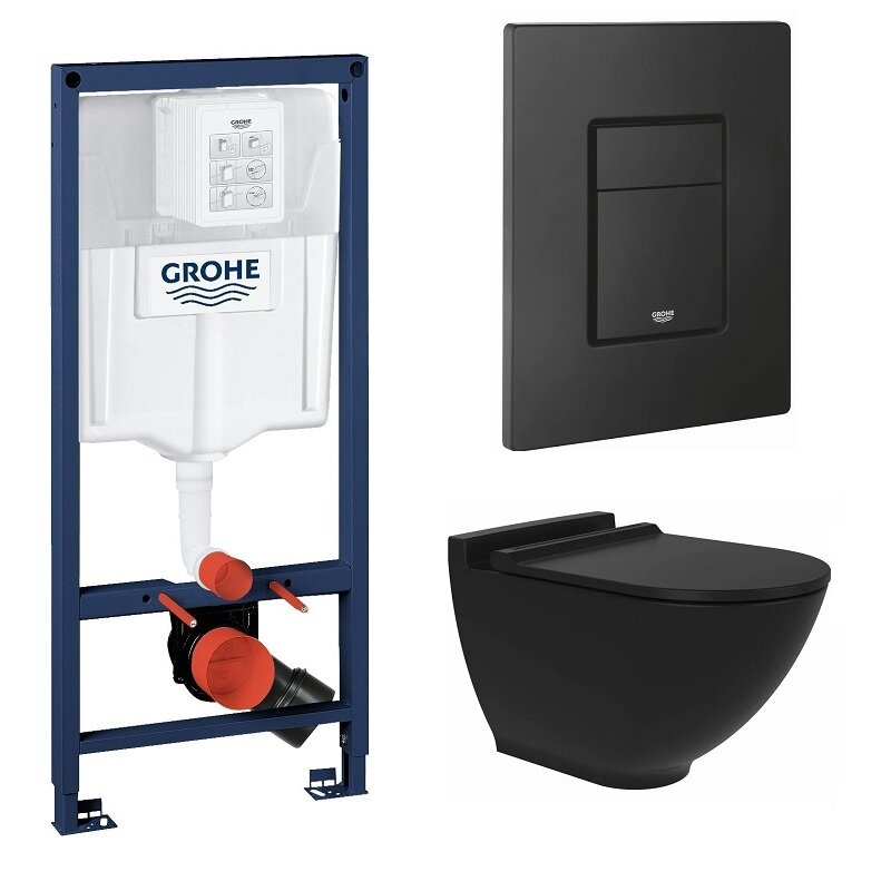Изображение товара Инсталляция Grohe Rapid SL с унитазом Bien Harmony, GRH939N5VP07, сиденье микролифт, клавиша Grohe черная матовая