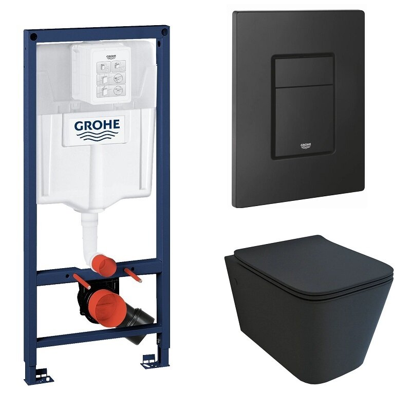 Изображение товара Grohe Rapid SL инсталляция с унитазом beWash Kraft GRH939105510 черная матовая кнопка