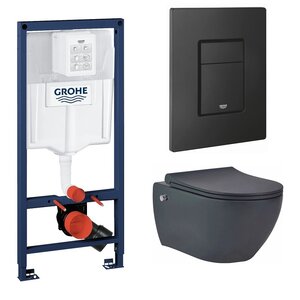 Изображение товара Инсталляция Grohe Rapid SL с унитазом beWash Bogen, биде, микролифт, черная матовая кнопка