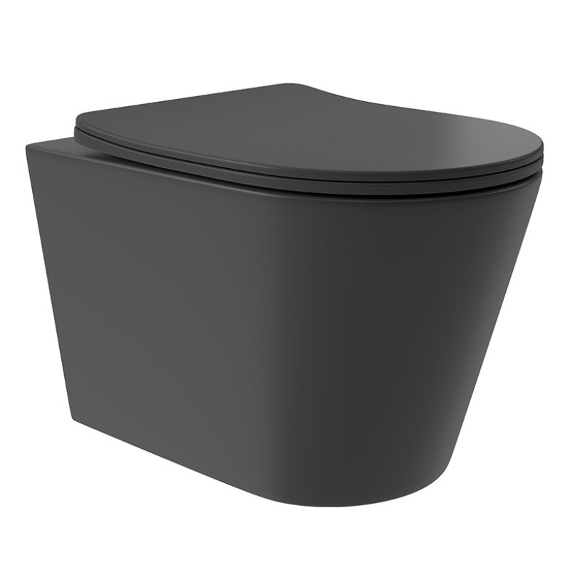 Изображение товара Подвесной унитаз Aqueduto Cone Plus CONT0240 черный матовый, смыв торнадо