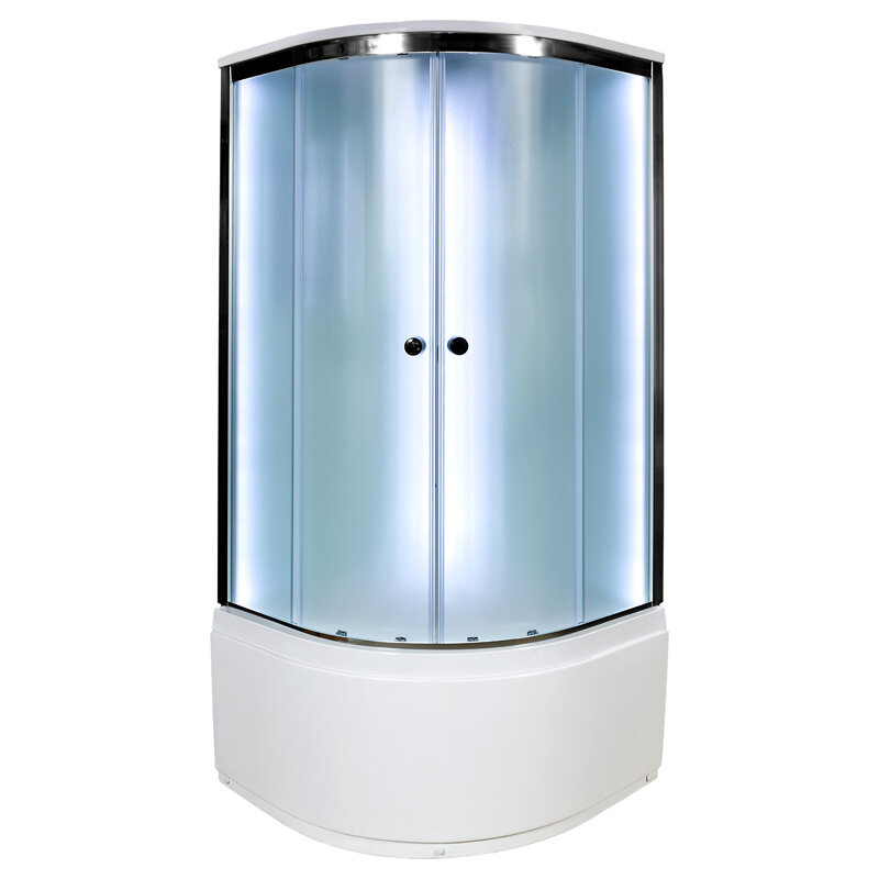 Изображение товара Душевая кабина AvaCan D10SLED 98189, 100 x 100 см, LED-подсветка, с крышей, поддон высокий, стекло матовое, профиль хром