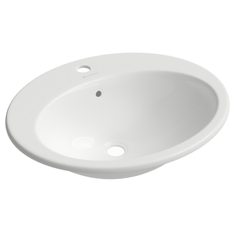 Изображение товара Раковина Aqueduto INS0310 56 см фарфор белая угловая с переливом и гарантией 15 лет