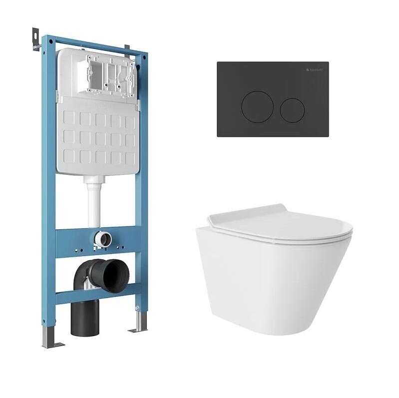 Изображение товара Безободковый унитаз Aqueduto Cone с инсталляцией торнадо и микролифтом