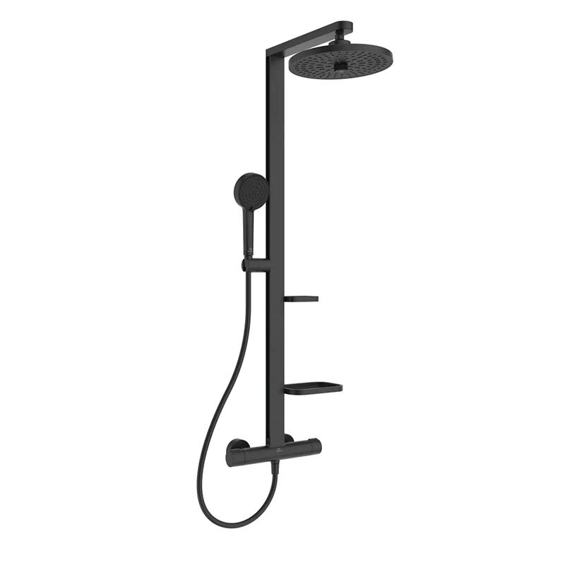 Изображение товара Душевая система Ideal Standard Alu+ BD583XG с термостатом и черным матовым цветом