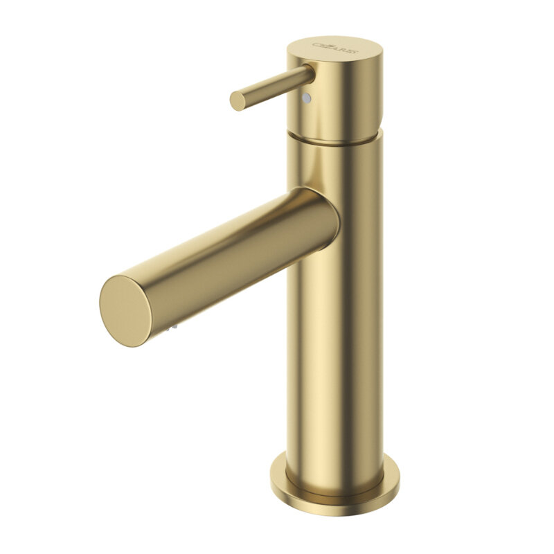 Изображение товара Смеситель для раковины Cezares LEAF-LSM1-L-SR с донным клапаном золото