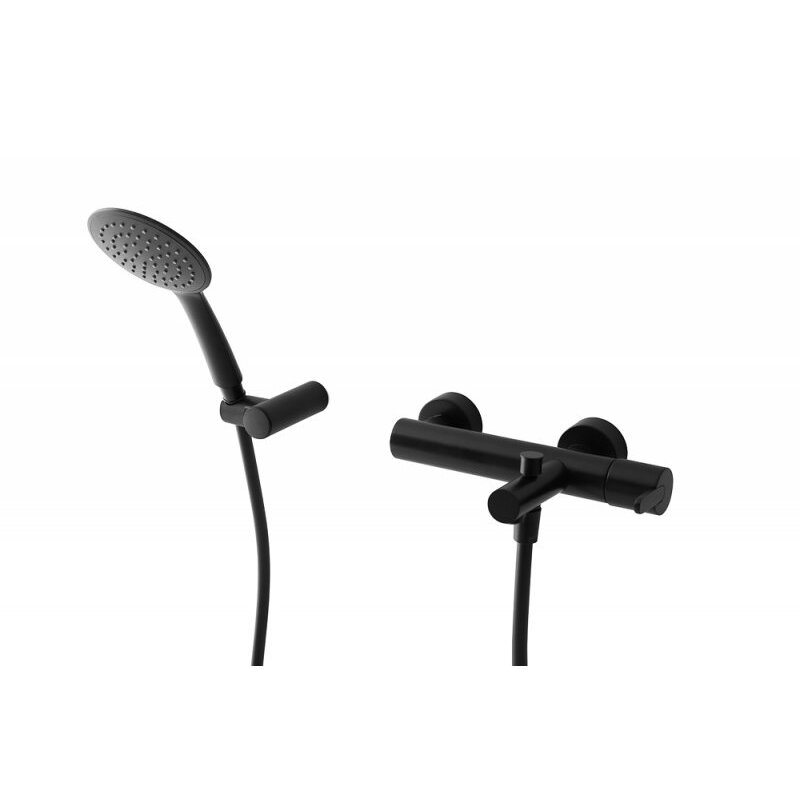 Изображение товара Смеситель для ванны и душа Cezares LEAF-VD-NOP черный матовый с душевым гарнитуром