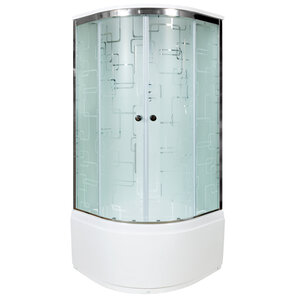 Изображение товара Душевая кабина AvaCan EM4580 98360, 80 x 80 см, с крышей, поддон высокий, стекло матовое с узором, профиль хром