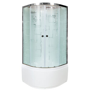 Изображение товара Душевая кабина AvaCan EM4580N 98353, 80 x 80 см, без крыши, поддон высокий, стекло матовое с узором, профиль хром