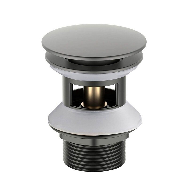 Изображение товара Донный клапан для раковины Aquatek AQ6002BGM клик-клак с переливом оружейная сталь