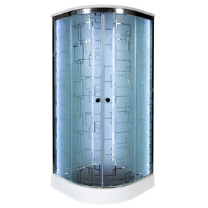 Изображение товара Душевая кабина AvaCan EM1510LED+GM 98221, 100 x 100 см, LED-подсветка, с гидромассажем, с крышей, поддон низкий, стекло матовое с узором, профиль хром