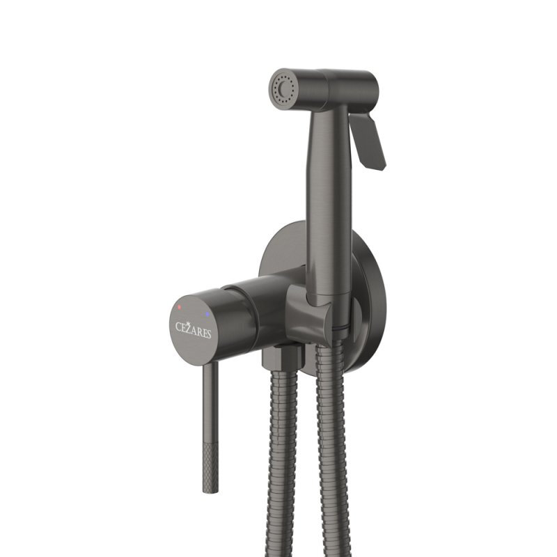 Изображение товара Гигиенический душ Cezares RELAX-DIF-GM из оружейной стали с однорычажным управлением