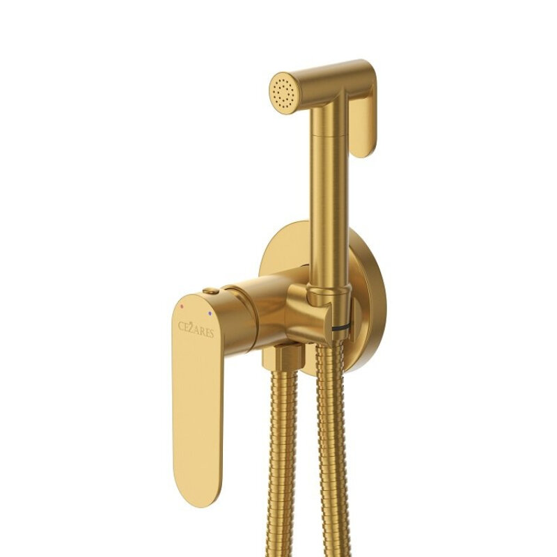 Изображение товара Гигиенический душ Cezares STYLUS-DIF-BORO с смесителем брашированное золото