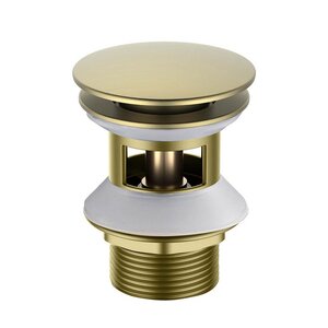 Изображение товара Донный клапан для раковины Aquatek AQ6002BG, клик-клак, с переливом, золото шлифованное