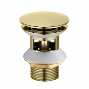 Изображение товара Донный клапан для раковины Aquatek AQ6002PG, клик-клак, с переливом, золото полированное