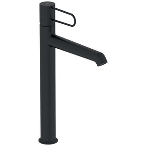 Изображение товара Смеситель для раковины Jacob Delafon Odeon Rive Gauche E21030-BL-BL, высокий, с донным клапаном, корпус черный, ручка черная (выставочный образец)