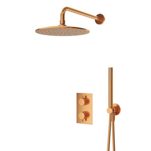 Изображение товара Душевая система Cezares LEAF-DSIP-T-25-SS термостатическая бронза