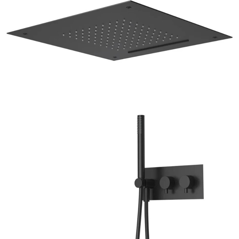 Изображение товара Душевая система Cezares LEAF-DSIS-T-50-NOP термостатическая, черный матовый