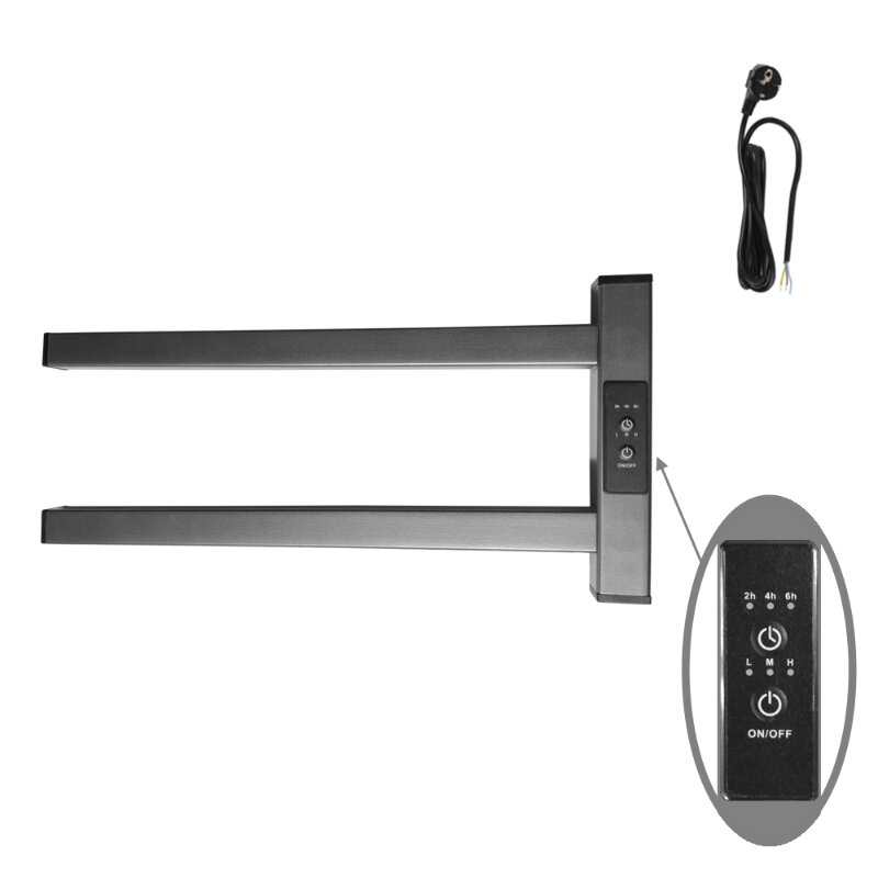 Изображение товара Полотенцесушитель электрический Маргроид Cook-1840-1081-7024R, ширина 40 см, высота 20 см, диммер справа, графитовый серый