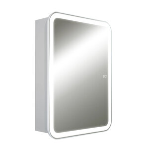 Изображение товара Зеркальный шкаф Aquame AQM9202, 60 см, с LED-подсветкой, сенсорный выключатель, подогрев, скругленные углы, цвет белый