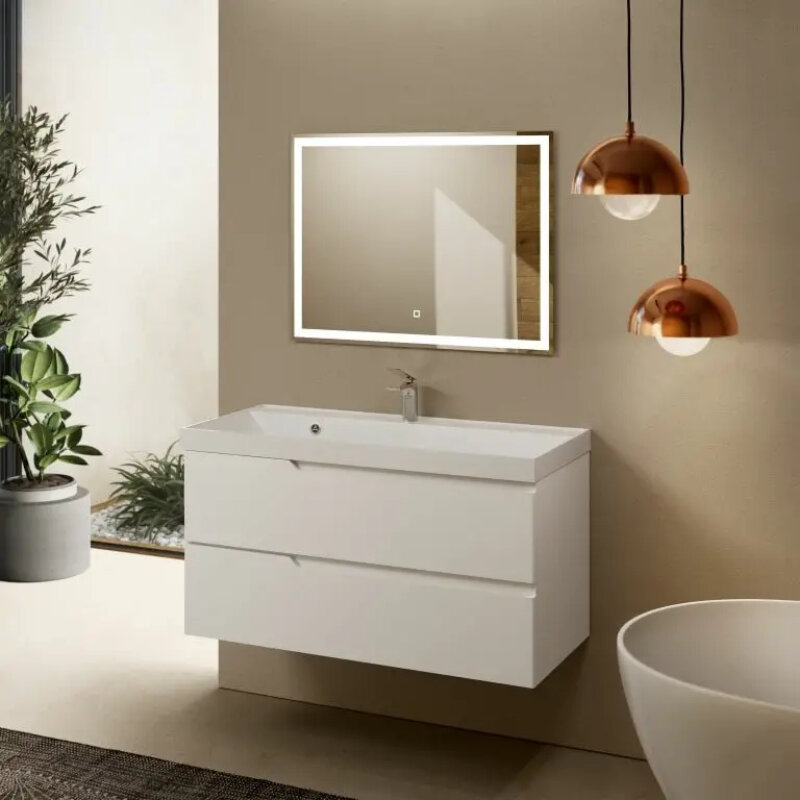 Изображение товара Тумба под раковину Aquame S3 AQM900310WH 100 см белая подвесная