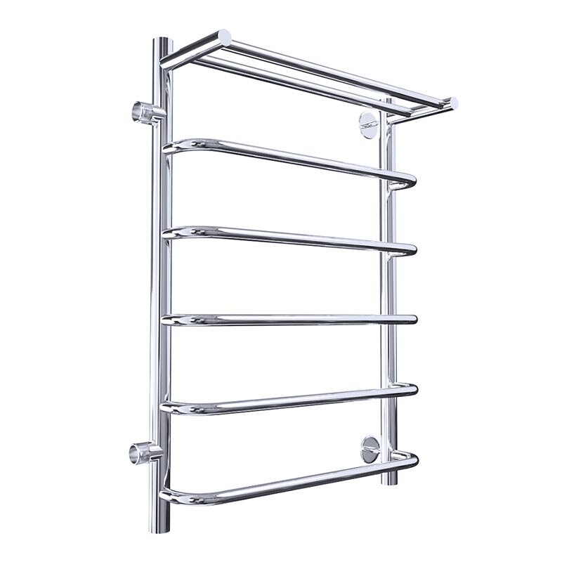 Изображение товара Полотенцесушитель водяной Тругор Идеал ПМ серия 1 П, Идеал1/ПМ508050Плев, ширина 50 см, высота 80 см, подключение боковое левое 50 см, с полкой, хром