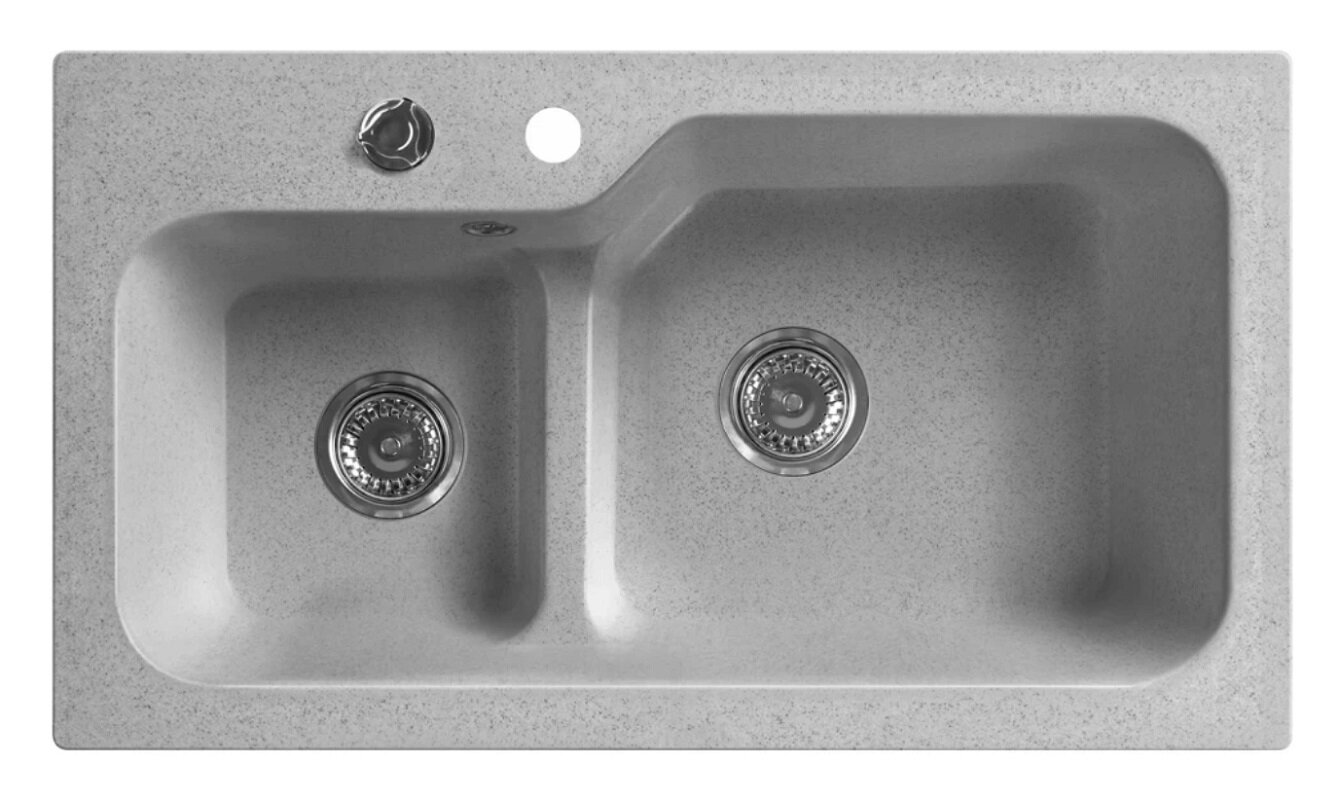 Изображение товара Мойка Belux SG-REC-DUO 8045 ИСКУССТСТВЕННЫЙ КАМЕНЬ олово светло-серый 80 см