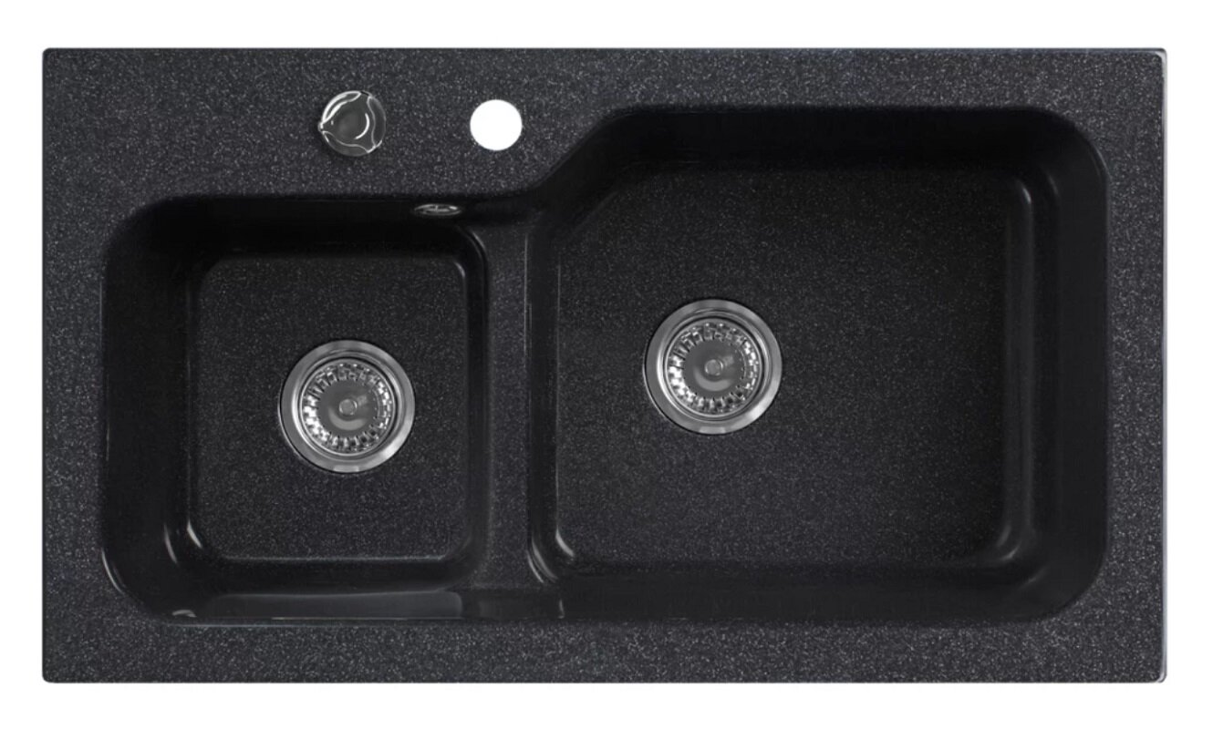 Изображение товара Мойка кухонная Belux SG-REC-DUO 8045, 4810924274205, 80 см, искусственный камень, черный