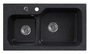 Изображение товара Кухонная мойка Belux SG-REC-DUO 8045 из искусственного камня 80 см черная