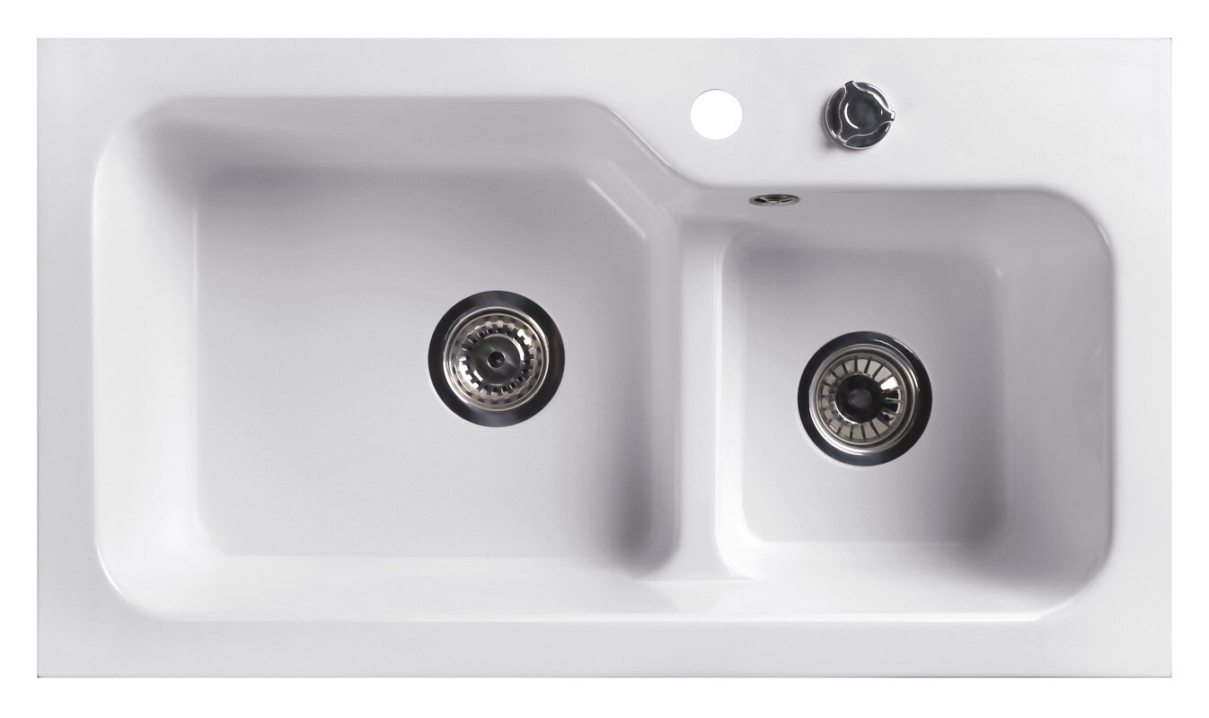 Изображение товара Мойка Belux SG-REC-DUO 8045-01 Белый кварц - 2 чаши, 80 см, искусственный камень