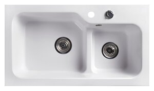 Изображение товара Мойка кухонная Belux SG-REC-DUO 8045-01 двухчашная искусственный камень белый