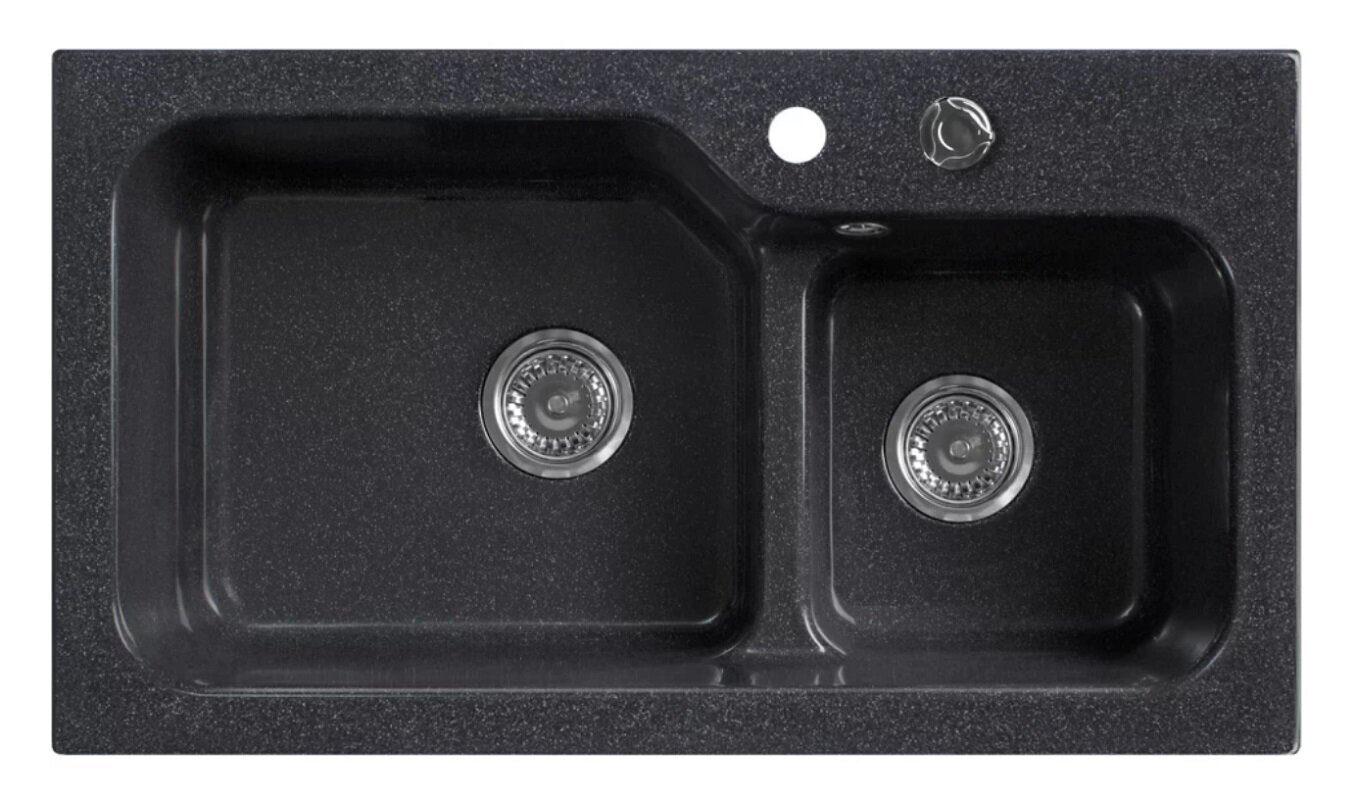 Изображение товара Мойка кухонная Belux SG-REC-DUO 8045-01, 4810924274236, 80 см, искусственный камень, черный