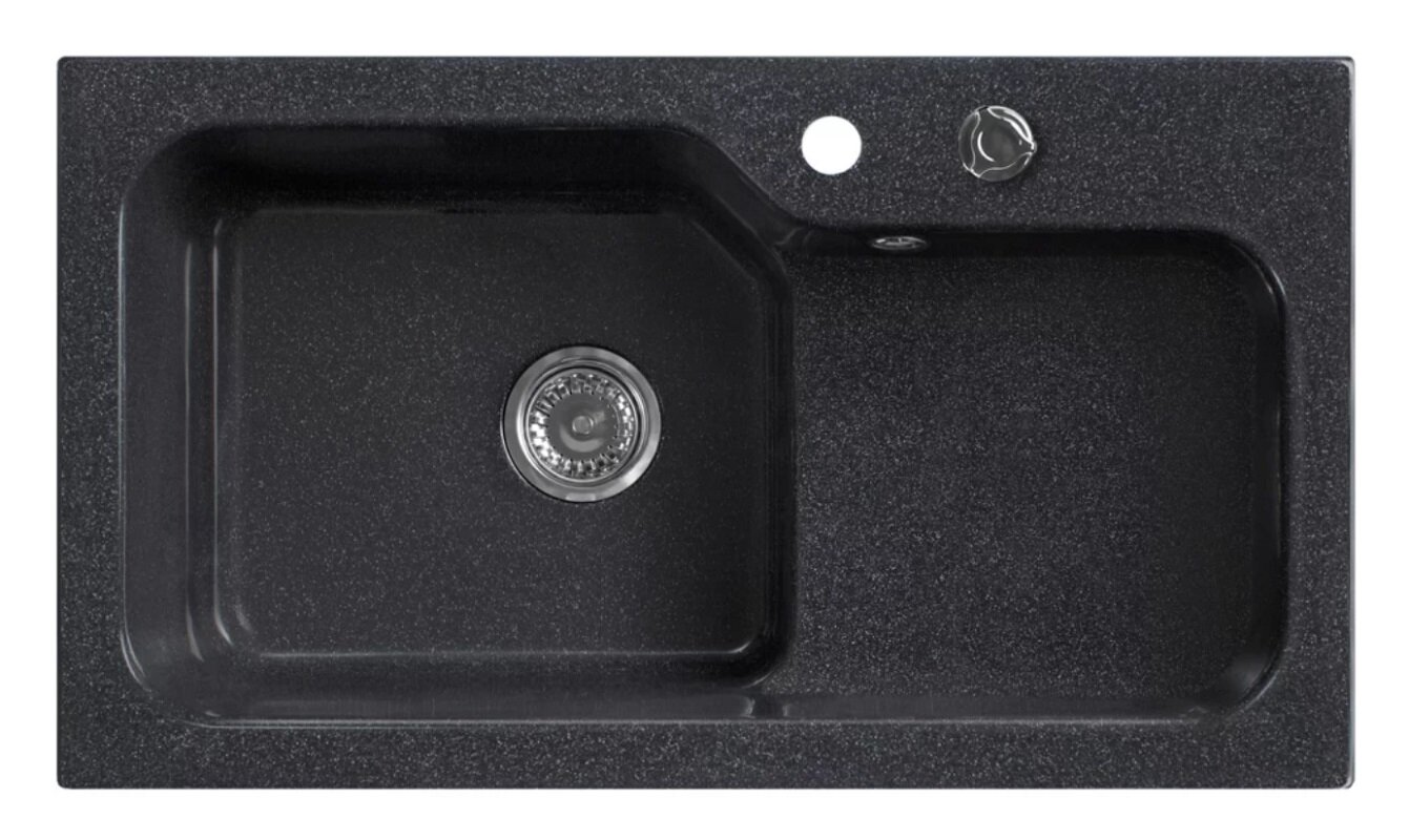 Изображение товара Кухонная мойка Belux из искусственного камня, 80 см, черная, двухчашевая