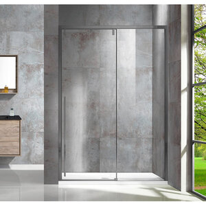 Изображение товара Душевая дверь Vincea Lugano VDS-1L120CLGM-1, 120 см, стекло прозрачное, профиль вороненая сталь, gunmetal