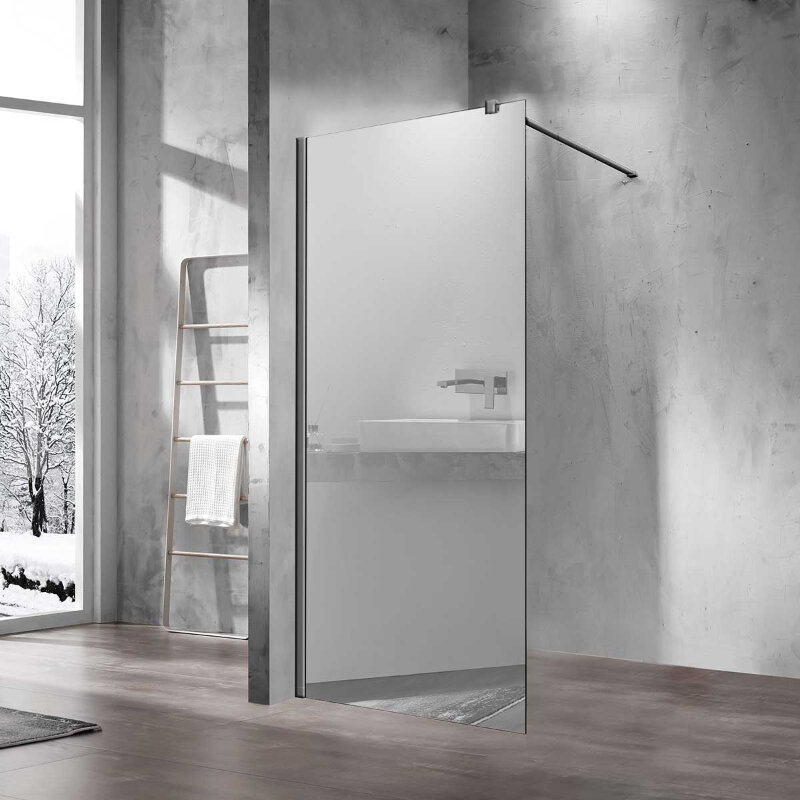 Изображение товара Душевая стенка Vincea Walk-In VSW-1H100MRGM 100 см со свободным входом, кронштейн обрезной, стекло зеркальное, профиль вороненая сталь Изображение товара Душевая стенка Vincea Walk-In VSW-1H100MRGM 100 см со свободным входом, кронштейн обрезной, стекло зеркальное, профиль вороненая сталь