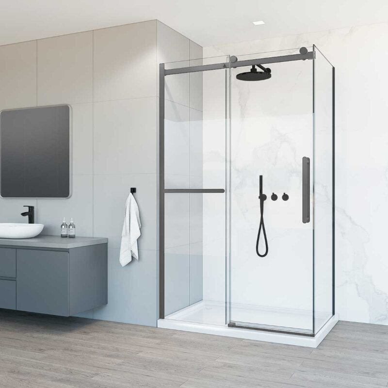 Изображение товара Душевой уголок Vincea Como Soft VSR-1CS9012CLGM 120x90 см стекло прозрачное профиля gunmetal Италия