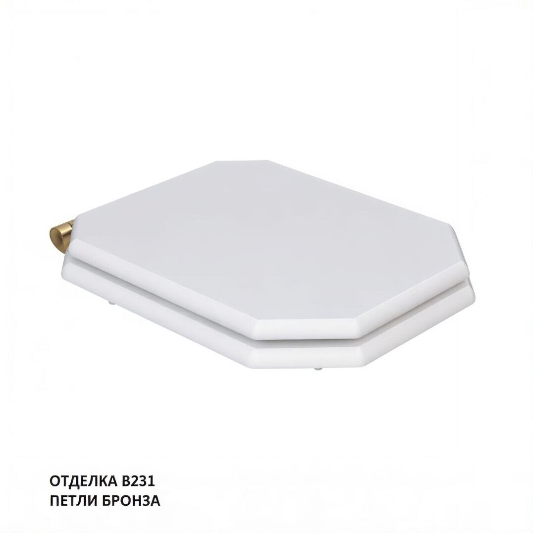 Изображение товара Крышка-сиденье Caprigo Tempo KFe-47B-B231, с микролифтом, фурнитура бронза, цвет белый