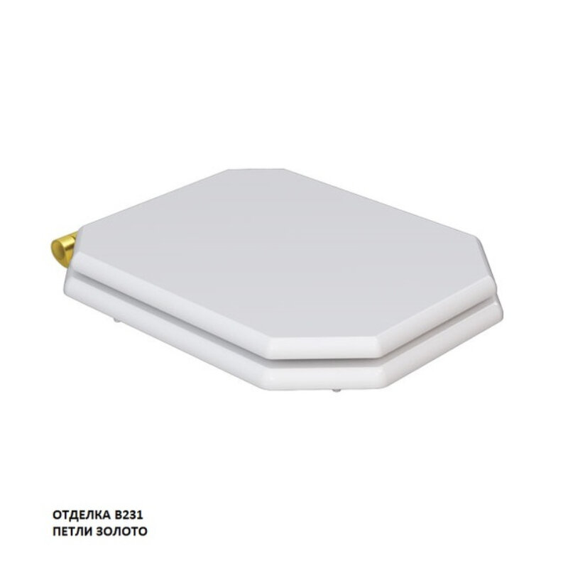 Изображение товара Крышка-сиденье Caprigo Tempo KFe-47G-B231 с микролифтом фурнитура золото белый цвет