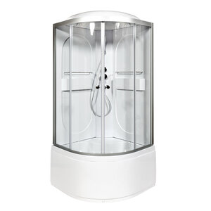 Изображение товара Душевая кабина AvaCan L610 98787, 100 x 100 см, с крышей, поддон высокий, стекло прозрачное, профиль хром