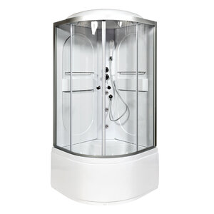 Изображение товара Душевая кабина AvaCan L610GM 98788, 100 x 100 см, с гидромассажем, с крышей, поддон высокий, стекло прозрачное, профиль хром