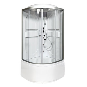 Изображение товара Душевая кабина AvaCan L610GM+EL 98790, 100 x 100 см, с гидромассажем, с электрикой, с крышей, поддон высокий, стекло прозрачное, профиль хром