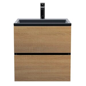 Изображение товара Тумба под раковину Uperwood Barsa 2930205257, 60 см, подвесная, черная/дуб сонома