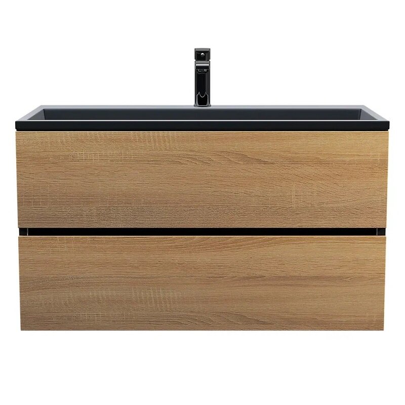 Изображение товара Тумба под раковину Uperwood Barsa 90 см черная/дуб сонома
