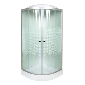 Изображение товара Душевая кабина AvaCan L901GM+EL 98393, 100 x 100 см, с гидромассажем, с электрикой, с крышей, поддон низкий, стекло матовое с рисунком, профиль хром