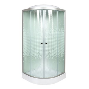Изображение товара Душевая кабина AvaCan L909GM 98385, 90 x 90 см, с гидромассажем, с крышей, поддон низкий, стекло матовое с рисунком, профиль хром