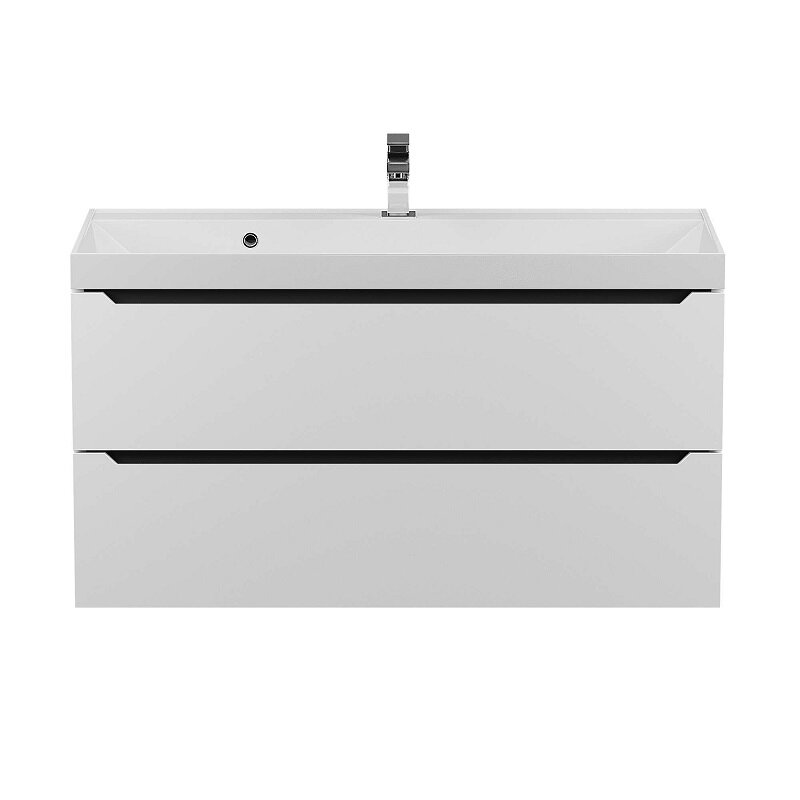 Изображение товара Тумба под раковину Uperwood Tanos 2930205144, 100 см, подвесная, цвет белая/графит матовый