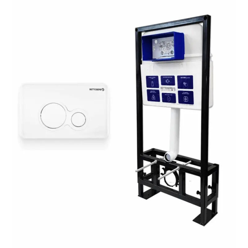 Изображение товара Инсталляция для унитаза Bettoserb Sava Free Standing с клавишей Twin белый глянец